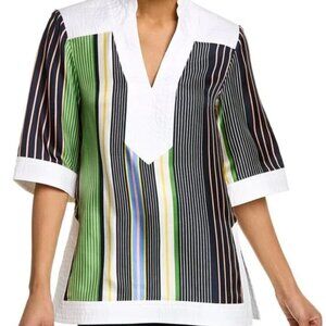 Tory Birch Field Day Stripe Silk Tunic, SZ 4